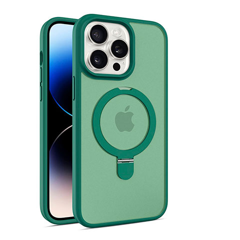 Silikon Hülle Handyhülle Ultradünn Tasche mit Mag-Safe Magnetic Magnetisch Durchsichtig Transparent T02 für Apple iPhone 14 Pro Grün