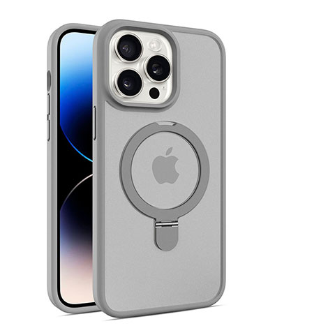 Silikon Hülle Handyhülle Ultradünn Tasche mit Mag-Safe Magnetic Magnetisch Durchsichtig Transparent T02 für Apple iPhone 16 Pro Max Dunkelgrau