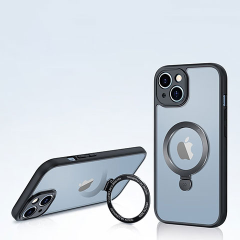 Silikon Hülle Handyhülle Ultradünn Tasche mit Mag-Safe Magnetic Magnetisch Durchsichtig Transparent XD4 für Apple iPhone 15 Schwarz