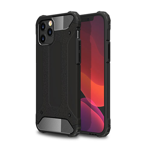 Silikon Hülle Handyhülle und Kunststoff Schutzhülle Hartschalen Tasche für Apple iPhone 12 Max Schwarz