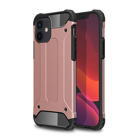 Silikon Hülle Handyhülle und Kunststoff Schutzhülle Hartschalen Tasche für Apple iPhone 12 Mini Rosegold