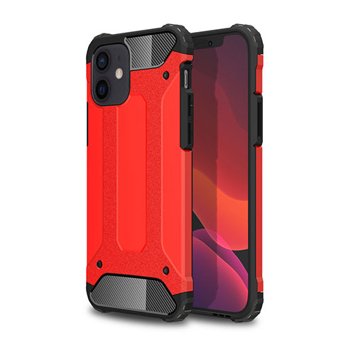 Silikon Hülle Handyhülle und Kunststoff Schutzhülle Hartschalen Tasche für Apple iPhone 12 Mini Rot