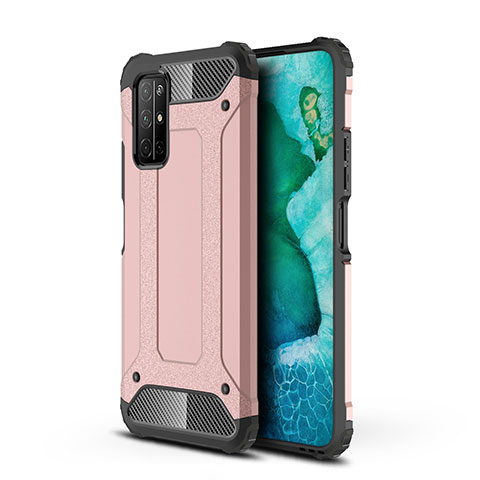 Silikon Hülle Handyhülle und Kunststoff Schutzhülle Hartschalen Tasche für Huawei Honor 30S Rosegold