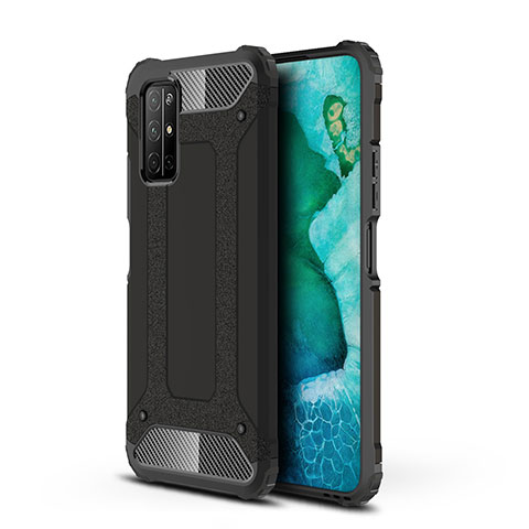 Silikon Hülle Handyhülle und Kunststoff Schutzhülle Hartschalen Tasche für Huawei Honor 30S Schwarz