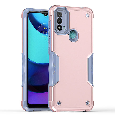 Silikon Hülle Handyhülle und Kunststoff Schutzhülle Hartschalen Tasche für Motorola Moto E30 Rosa