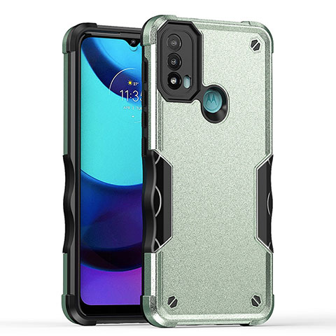 Silikon Hülle Handyhülle und Kunststoff Schutzhülle Hartschalen Tasche für Motorola Moto E40 Grün