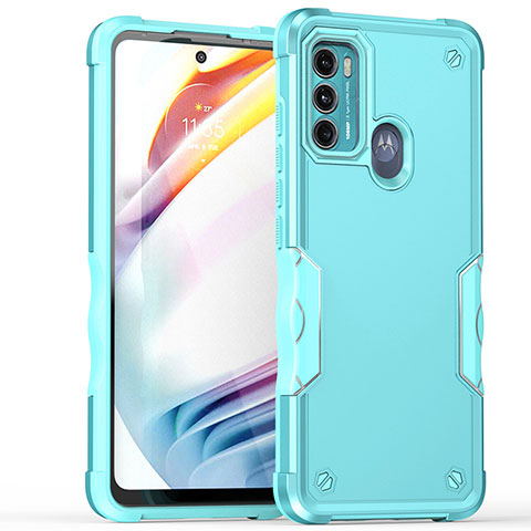 Silikon Hülle Handyhülle und Kunststoff Schutzhülle Hartschalen Tasche für Motorola Moto Edge 20 Lite 5G Cyan