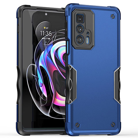 Silikon Hülle Handyhülle und Kunststoff Schutzhülle Hartschalen Tasche für Motorola Moto Edge 20 Pro 5G Blau