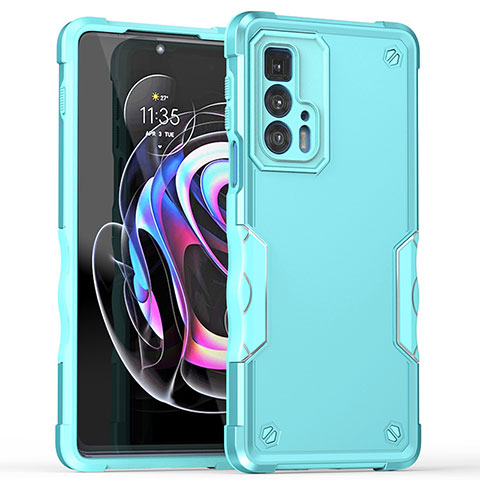 Silikon Hülle Handyhülle und Kunststoff Schutzhülle Hartschalen Tasche für Motorola Moto Edge 20 Pro 5G Cyan