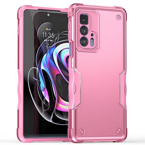 Silikon Hülle Handyhülle und Kunststoff Schutzhülle Hartschalen Tasche für Motorola Moto Edge 20 Pro 5G Pink