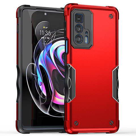 Silikon Hülle Handyhülle und Kunststoff Schutzhülle Hartschalen Tasche für Motorola Moto Edge 20 Pro 5G Rot