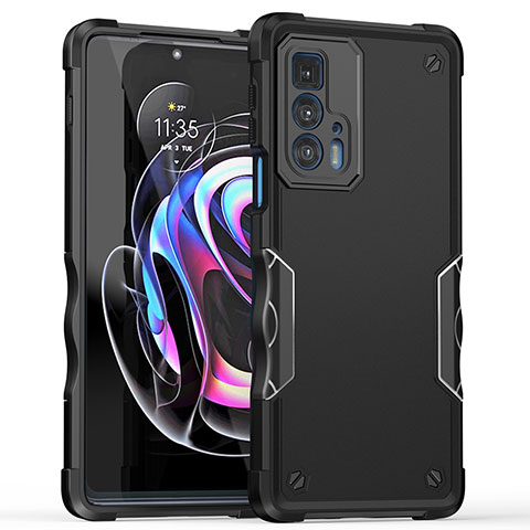 Silikon Hülle Handyhülle und Kunststoff Schutzhülle Hartschalen Tasche für Motorola Moto Edge 20 Pro 5G Schwarz