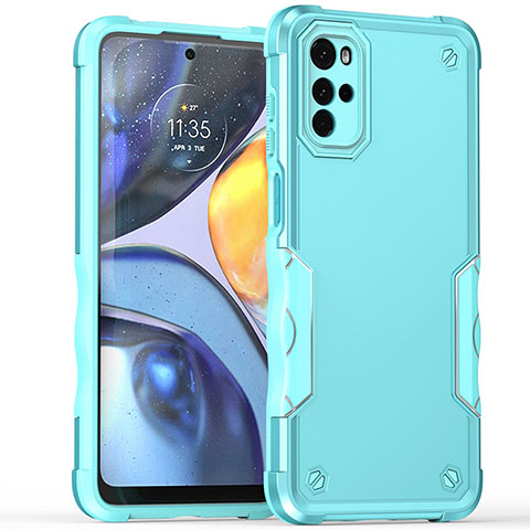 Silikon Hülle Handyhülle und Kunststoff Schutzhülle Hartschalen Tasche für Motorola Moto G22 Cyan