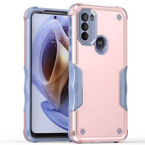 Silikon Hülle Handyhülle und Kunststoff Schutzhülle Hartschalen Tasche für Motorola Moto G31 Rosa