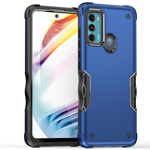 Silikon Hülle Handyhülle und Kunststoff Schutzhülle Hartschalen Tasche für Motorola Moto G40 Fusion Blau