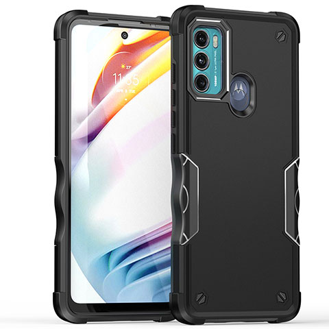 Silikon Hülle Handyhülle und Kunststoff Schutzhülle Hartschalen Tasche für Motorola Moto G40 Fusion Schwarz