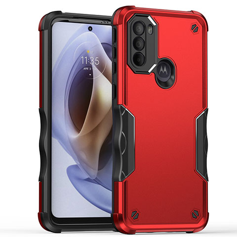 Silikon Hülle Handyhülle und Kunststoff Schutzhülle Hartschalen Tasche für Motorola Moto G41 Rot