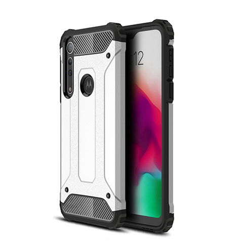 Silikon Hülle Handyhülle und Kunststoff Schutzhülle Hartschalen Tasche für Motorola Moto G8 Play Silber