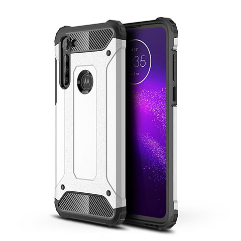 Silikon Hülle Handyhülle und Kunststoff Schutzhülle Hartschalen Tasche für Motorola Moto G8 Power Silber