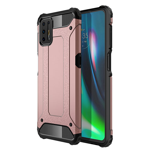 Silikon Hülle Handyhülle und Kunststoff Schutzhülle Hartschalen Tasche für Motorola Moto G9 Plus Rosegold