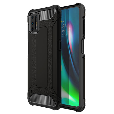 Silikon Hülle Handyhülle und Kunststoff Schutzhülle Hartschalen Tasche für Motorola Moto G9 Plus Schwarz