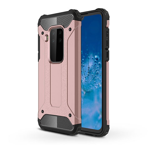 Silikon Hülle Handyhülle und Kunststoff Schutzhülle Hartschalen Tasche für Motorola Moto One Zoom Rosegold