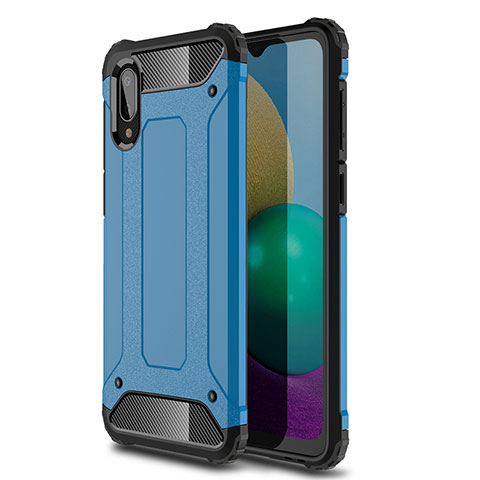 Silikon Hülle Handyhülle und Kunststoff Schutzhülle Hartschalen Tasche für Samsung Galaxy A02 Blau