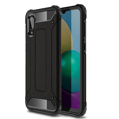 Silikon Hülle Handyhülle und Kunststoff Schutzhülle Hartschalen Tasche für Samsung Galaxy A02 Schwarz