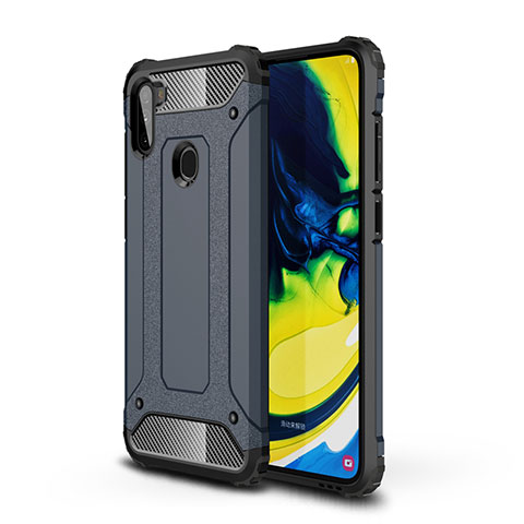 Silikon Hülle Handyhülle und Kunststoff Schutzhülle Hartschalen Tasche für Samsung Galaxy A11 Königs Blau