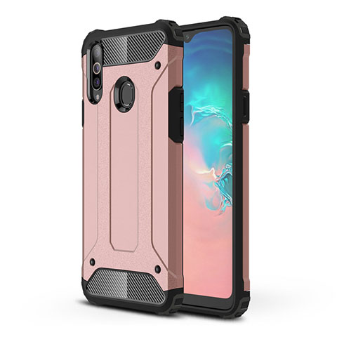 Silikon Hülle Handyhülle und Kunststoff Schutzhülle Hartschalen Tasche für Samsung Galaxy A20s Rosegold