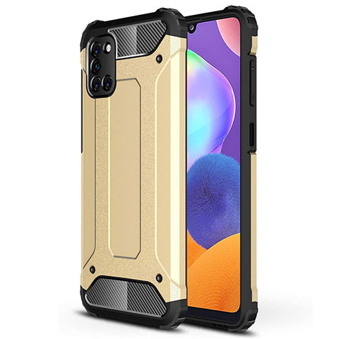 Silikon Hülle Handyhülle und Kunststoff Schutzhülle Hartschalen Tasche für Samsung Galaxy A31 Gold