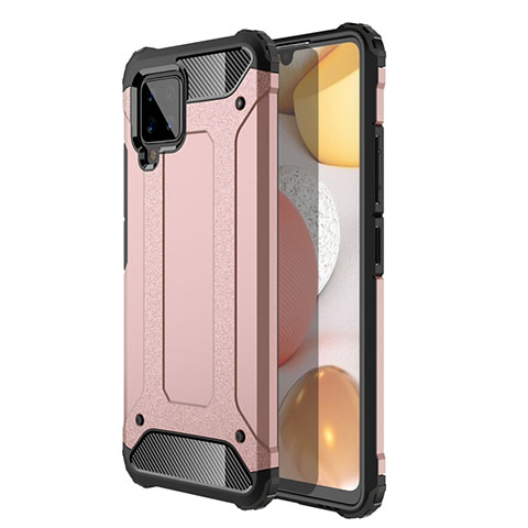 Silikon Hülle Handyhülle und Kunststoff Schutzhülle Hartschalen Tasche für Samsung Galaxy A42 5G Rosegold