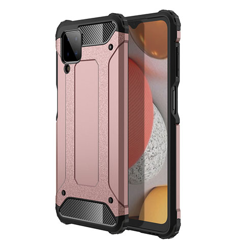 Silikon Hülle Handyhülle und Kunststoff Schutzhülle Hartschalen Tasche für Samsung Galaxy F12 Rosegold