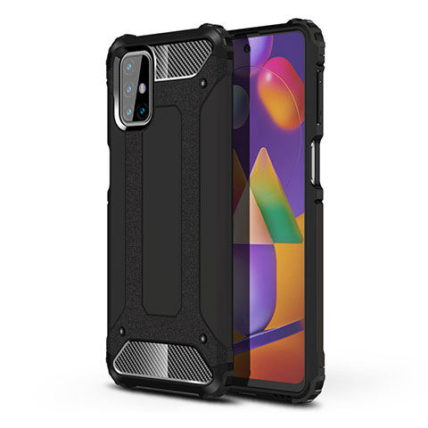 Silikon Hülle Handyhülle und Kunststoff Schutzhülle Hartschalen Tasche für Samsung Galaxy M31s Schwarz