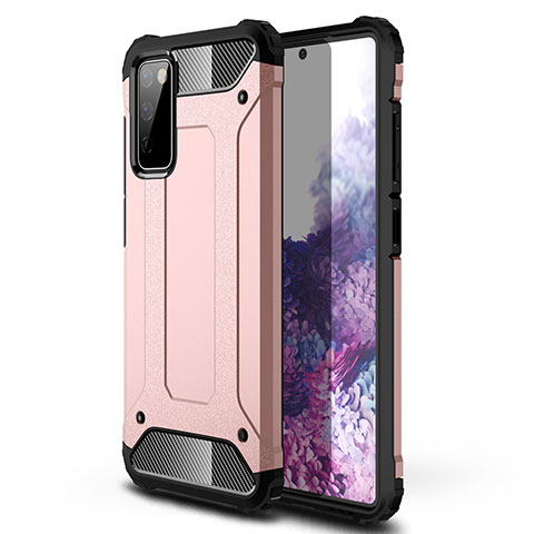 Silikon Hülle Handyhülle und Kunststoff Schutzhülle Hartschalen Tasche für Samsung Galaxy S20 FE 4G Rosegold