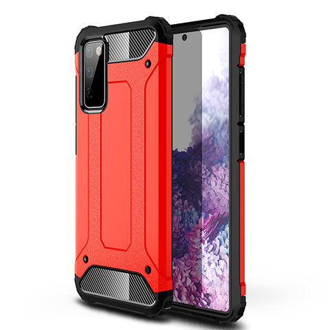 Silikon Hülle Handyhülle und Kunststoff Schutzhülle Hartschalen Tasche für Samsung Galaxy S20 Lite 5G Rot