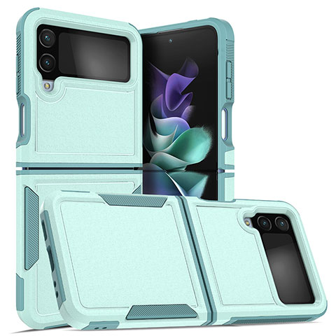 Silikon Hülle Handyhülle und Kunststoff Schutzhülle Hartschalen Tasche für Samsung Galaxy Z Flip4 5G Cyan