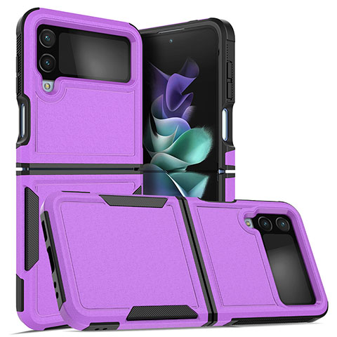 Silikon Hülle Handyhülle und Kunststoff Schutzhülle Hartschalen Tasche für Samsung Galaxy Z Flip4 5G Violett