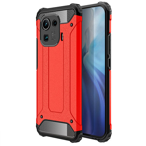 Silikon Hülle Handyhülle und Kunststoff Schutzhülle Hartschalen Tasche für Xiaomi Mi 11 Pro 5G Rot