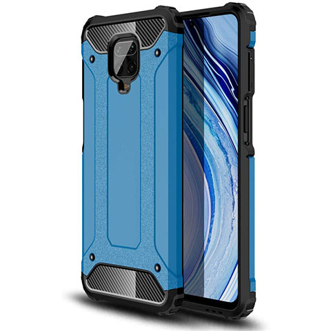 Silikon Hülle Handyhülle und Kunststoff Schutzhülle Hartschalen Tasche für Xiaomi Redmi Note 9 Pro Hellblau