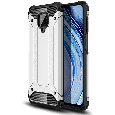 Silikon Hülle Handyhülle und Kunststoff Schutzhülle Hartschalen Tasche für Xiaomi Redmi Note 9 Pro Weiß