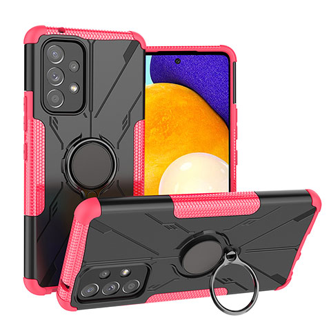 Silikon Hülle Handyhülle und Kunststoff Schutzhülle Hartschalen Tasche mit Magnetisch Fingerring Ständer J01X für Samsung Galaxy A53 5G Pink