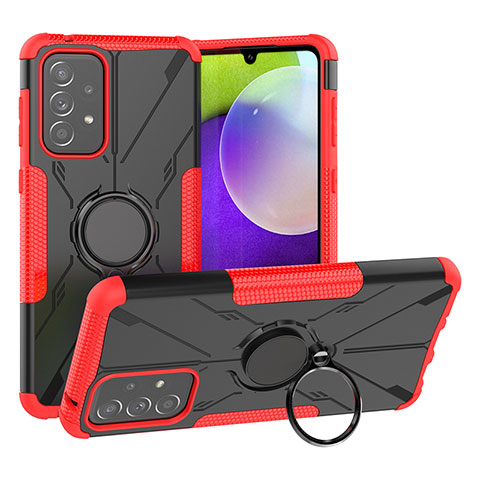 Silikon Hülle Handyhülle und Kunststoff Schutzhülle Hartschalen Tasche mit Magnetisch Fingerring Ständer JX1 für Samsung Galaxy A33 5G Rot