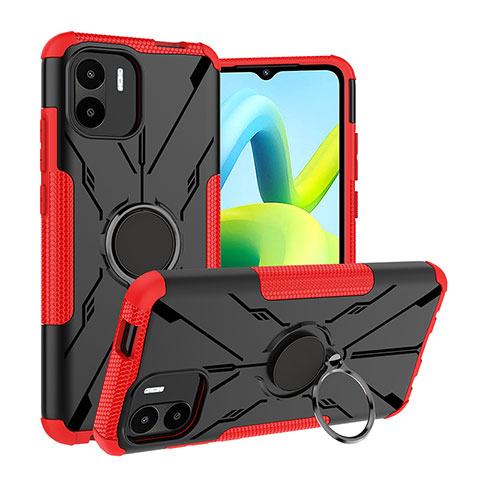 Silikon Hülle Handyhülle und Kunststoff Schutzhülle Hartschalen Tasche mit Magnetisch Fingerring Ständer JX1 für Xiaomi Poco C50 Rot