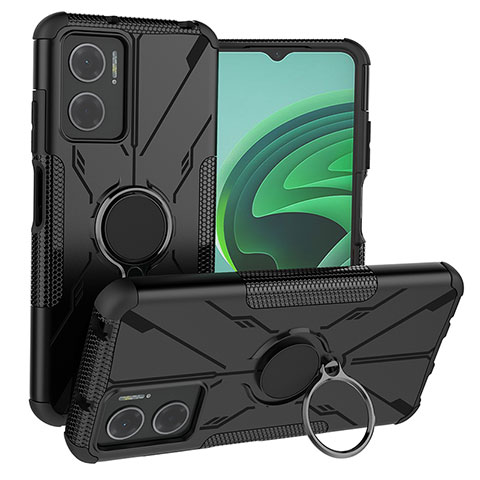 Silikon Hülle Handyhülle und Kunststoff Schutzhülle Hartschalen Tasche mit Magnetisch Fingerring Ständer JX1 für Xiaomi Redmi 10 Prime Plus 5G Schwarz