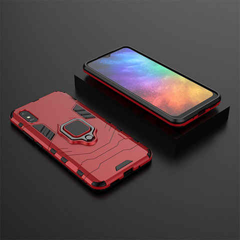 Silikon Hülle Handyhülle und Kunststoff Schutzhülle Hartschalen Tasche mit Magnetisch Fingerring Ständer KC1 für Xiaomi Redmi 9i Rot