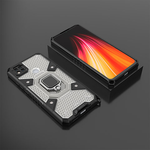 Silikon Hülle Handyhülle und Kunststoff Schutzhülle Hartschalen Tasche mit Magnetisch Fingerring Ständer KC3 für Xiaomi POCO C31 Schwarz