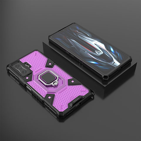 Silikon Hülle Handyhülle und Kunststoff Schutzhülle Hartschalen Tasche mit Magnetisch Fingerring Ständer KC3 für Xiaomi Poco F4 GT 5G Violett