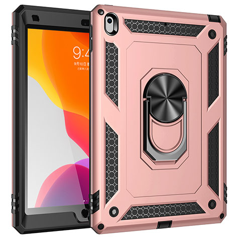 Silikon Hülle Handyhülle und Kunststoff Schutzhülle Hartschalen Tasche mit Magnetisch Fingerring Ständer MQ1 für Apple iPad 10.2 (2019) Rosegold