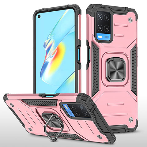 Silikon Hülle Handyhülle und Kunststoff Schutzhülle Hartschalen Tasche mit Magnetisch Fingerring Ständer MQ1 für Oppo A54 4G Rosegold